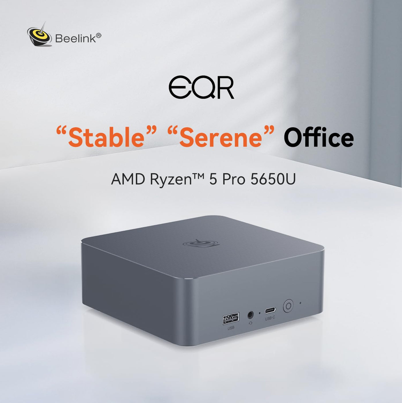 Beelink Mini PC EQR5, Ryzen 5 5650U(6C/12T bis zu 4,2Ghz), AMD Mini Computer 16GB DDR4 500GB M.2 PCIe3.0 SSD, 4K Dual Display,Dual HDMI, Dual 1000M LAN,WiFi6, BT5.2