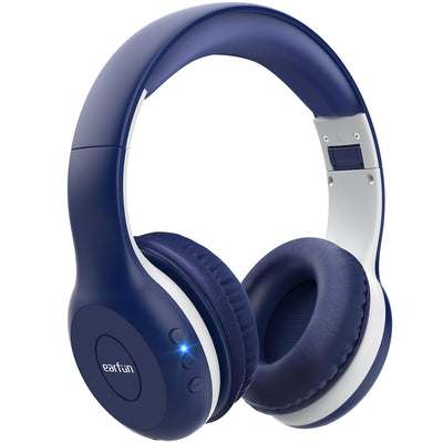 EarFun Bluetooth Kopfhörer Kinder, 85/94dB Lautstärkeregelung, HiFi Sound, HD-Mikrofon, 40 Std Akku, Faltbare, Einstellbar, Kopfhörer Kabellos Bluetooth Kinder für Schule/Reise, Blau