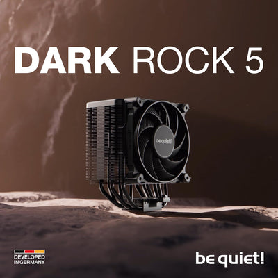 be quiet! Dark Rock 5 Luftkühler, extrem hohe Kühlleistung, 6 Hochleistungs-Heatpipes, Silent Wings 4 120mm PWM-Lüfter, hohe RAM- und VRM-Kühlerkompatibilität, einfache Montage, BK035