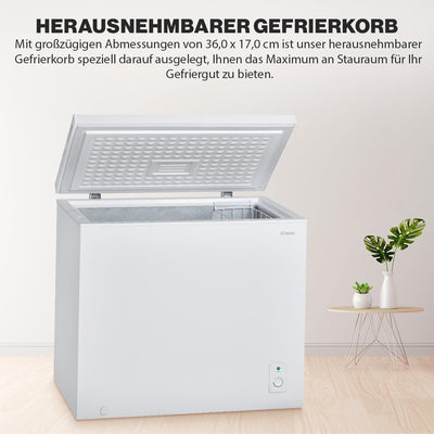 Bomann® Gefriertruhe mit 202L Nutzinhalt | Tiefkühltruhe mit 4-Sterne-Kennzeichnung & stufenloser Temperaturregelung | Lagerzeit bei Störung max.35h | Freezer inkl. Gefrierkorb & Eisschaber | GT 7338