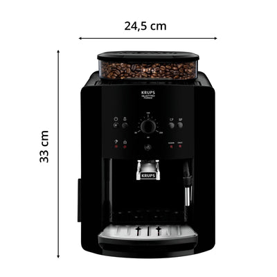 Krups EA8110 Arabica Quattro Force Kaffeevollautomat | 1450 Watt | Wassertankkapazität: 1,8 Liter | Pumpendruck: 15 Bar | 3 Temperaturen und 3 Mahleinstellungen | elegantes Design | Schwarz