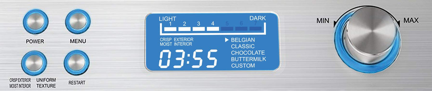 GASTROBACK 42424 Waffeleisen Advanced Control, 5 Verschiedene Programme, 7 Bräunungsstufen, Steuerung über LCD–Display, 1.600 Watt, Edelstahl, silber