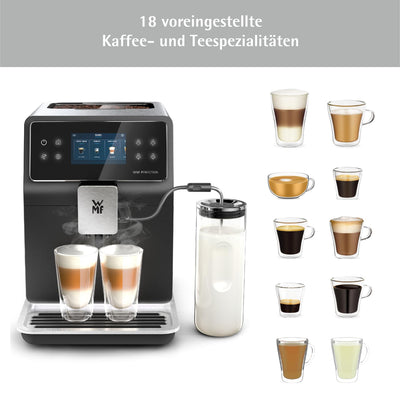 WMF Perfection 880L Kaffeevollautomat mit Milchsystem,18 Getränkespezialitäten, Double Thermoblock, Edelstahl-Mahlwerk, Nutzerprofil, 1l Milchbehälter