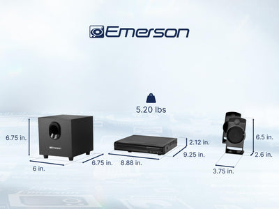 Emerson ED-8050 2.1-Kanal-Heimkino-DVD-Player und Surround-Sound-System mit Subwoofer, HDMI-Ausgang, USB-Wiedergabe und zwei Lautsprechern – ideal für immersives Film- und Musikerlebnis