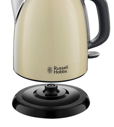 Russell Hobbs Wasserkocher [1,0l] Colours+ Edelstahl Creme (2400W, Schnellkochfunktion, herausnehmbarer Kalkfilter, außenliegende Wasserstandsanzeige,kleiner Reisewasserkocher)Teekocher 24994-70