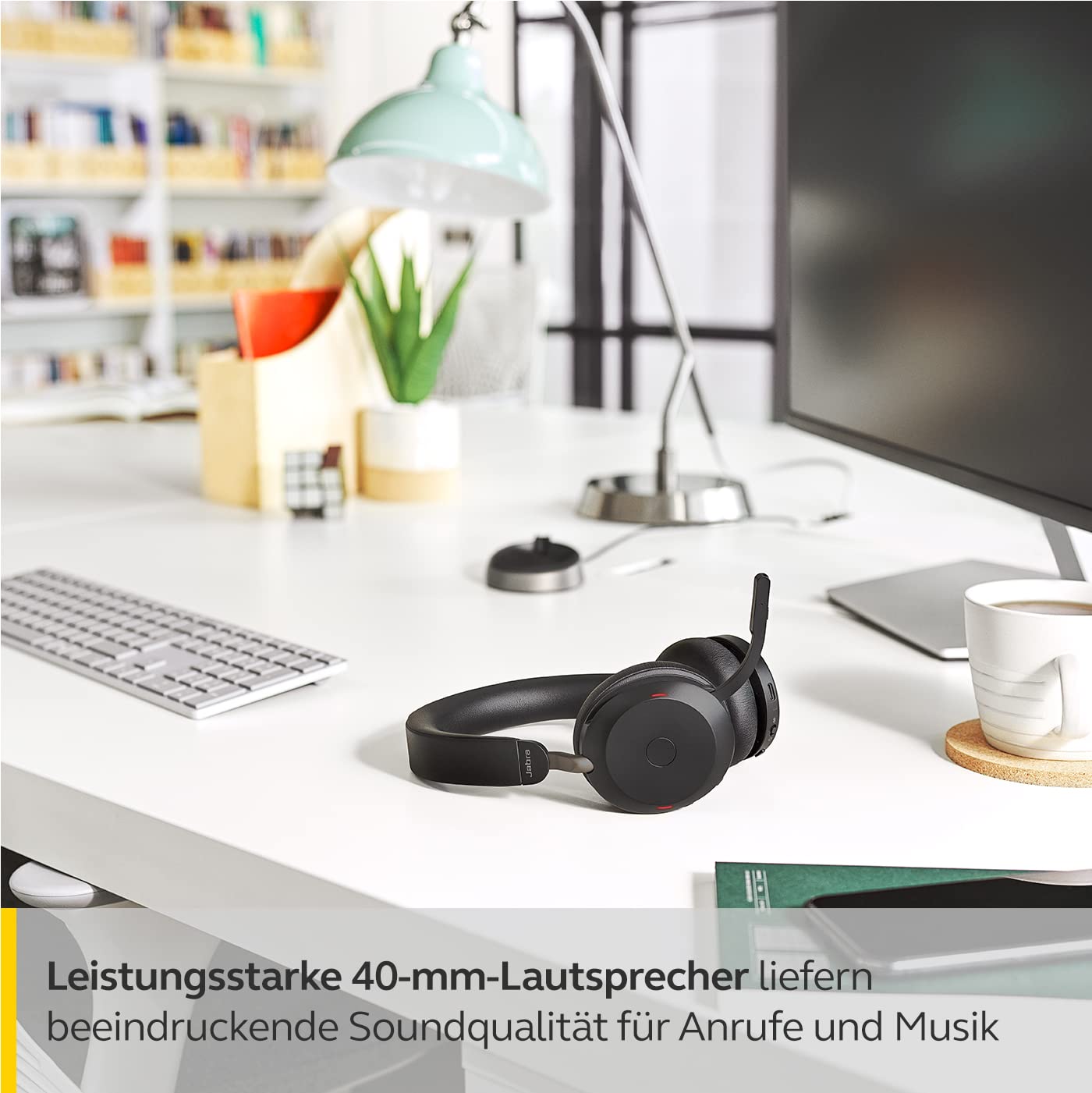 Jabra Evolve2 75 Wireless PC Headset mit 8-Mikrofon-Technologie - Dual-Foam-Stereo-Kopfhörer mit moderner aktiver Geräuschunterdrückung, USB-A Bluetooth-Adapter und MS Teams-Kompatibilität - Schwarz