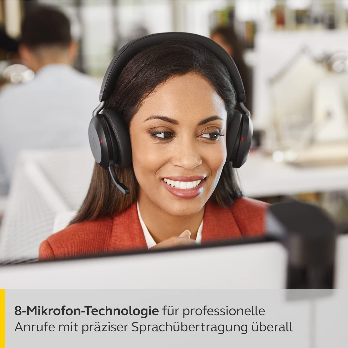 Jabra Evolve2 75 Wireless PC Headset mit 8-Mikrofon-Technologie - Dual-Foam-Stereo-Kopfhörer mit moderner aktiver Geräuschunterdrückung, USB-A Bluetooth-Adapter und MS Teams-Kompatibilität - Schwarz