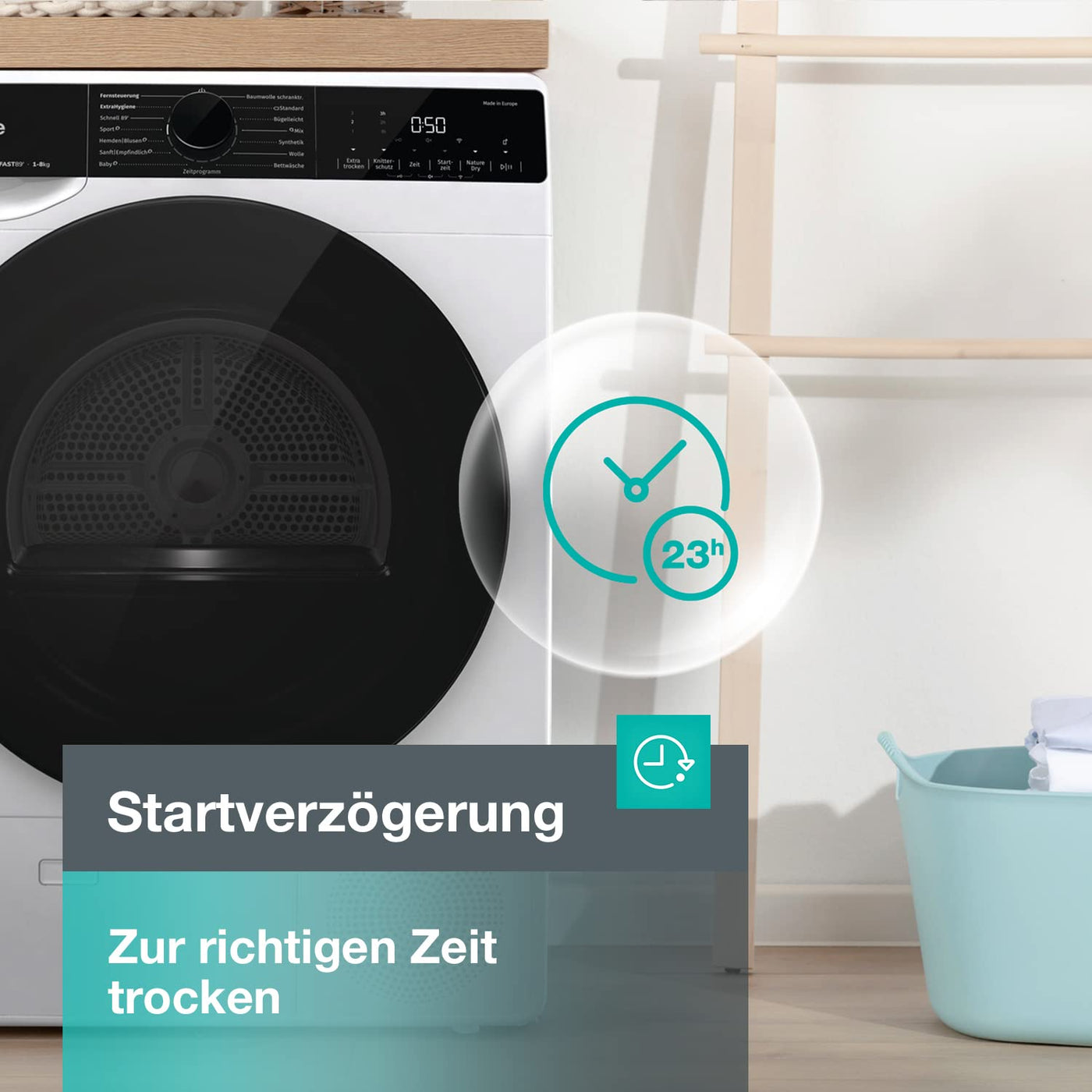 Gorenje DPNA93W Wärmepumpentrockner, 9 kg Kapazität, 15 Programme, ConnectLife WiFi, Auto Drain, Made in EU, Nature Dry, Twin Air, Sportprogramm, Schnellprogramm Energieklasse A+++