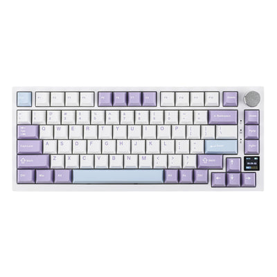 EPOMAKER Ajazz AK820 Pro Gasket Mechanische Tastatur mit Kabel/Bluetooth/kabellos, TFT Bildschirm, beleuchtet RGB, Schalldümpfende Foam für Win/Mac/PC (White Purple, Ajazz Flying Fish Switch)