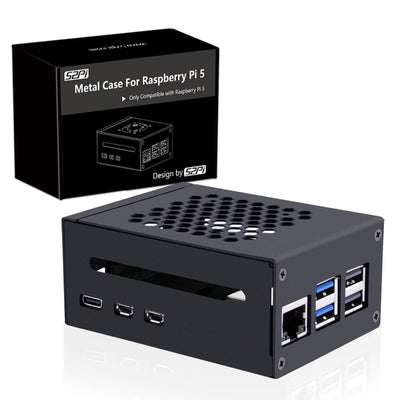 GeeekPi Metall Gehäuse für Raspberry Pi 5,Support PCIe M.2 NVMe SSD Shield Top X1001 / X1003 / X1000 / N04 / N05 & Raspberry Pi 5 Active Cooler (Not Included)