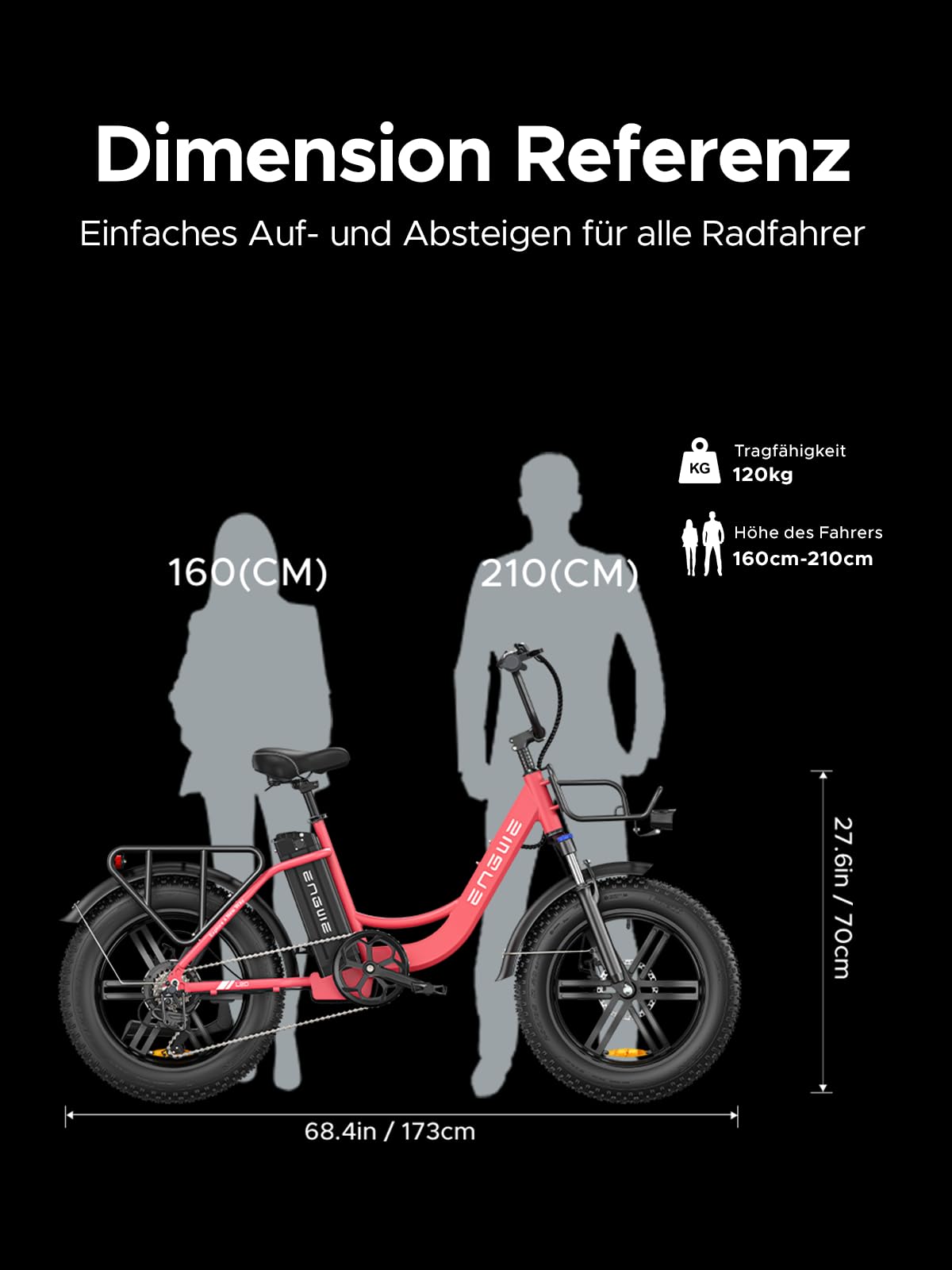 ENGWE E Bike Herren Elektrofahrräder-Ebike mit 48V 13Ah Batterie, E Bike 20 * 4.0 Zoll, E-Bike 7-Gang Getriebe mit LCD-Display, E Bike 250W Motor & 25km/h, Reichweite bis zu 150km L20/L20 Boost