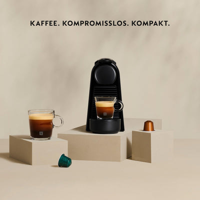 Nespresso De'Longhi EN 85.B Essenza Mini Kaffeekapselmaschine,Welcome Set mit Kapseln in unterschiedlichen Geschmacksrichtungen 19 bar Pumpendruck,Platzsparend,1370W,0.6 L,32.5 x 11 x 20.5 cm,Schwarz