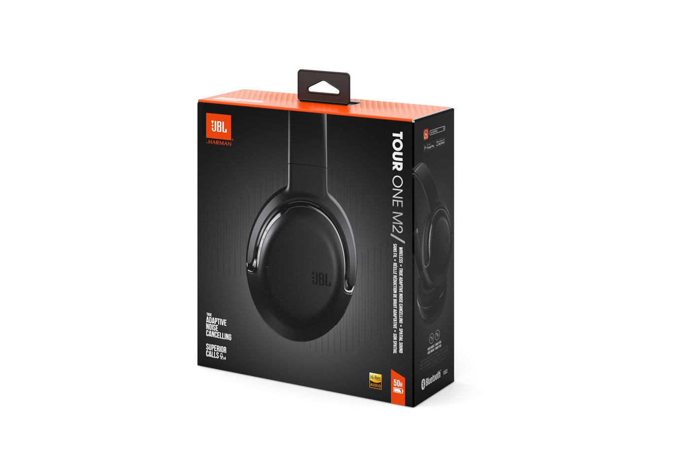 JBL Tour One M2 – Kabellose Over-Ear Kopfhörer – Bluetooth Kopfhörer mit Adaptivem Noise Cancelling in Schwarz – Bis zu 50 Stunden Wiedergabezeit mit nur einer Akkuladung