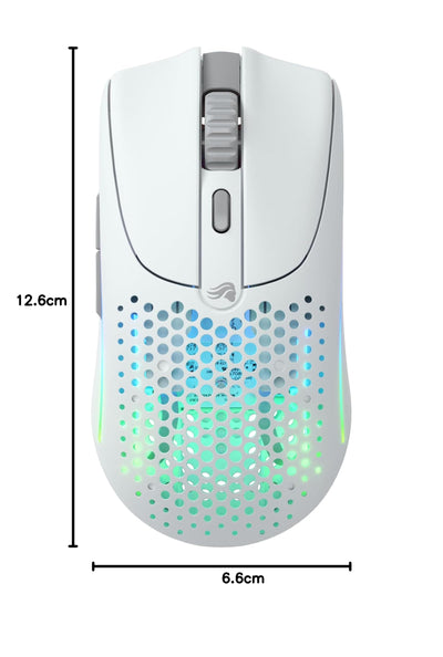 Glorious Gaming Model O 2 Wireless Gaming Mouse – 2,4 GHz & Bluetooth hybrid, superleichte 68 g, lange Akkulaufzeit, 26 k BAMF 2.0 Sensor, RGB-Beleuchtung, beidhändig, 6 Tasten, PTFE-Füße – Weiß