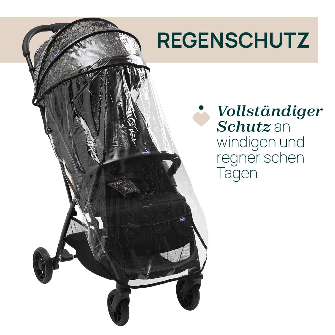 Chicco, Glee, Kinderwagen ab 0 Monate bis 4 Jahre, mit Automatik- und Kompaktverschluss, Ausziehbares Verdeck mit Lichtschutzfaktor 50+ und Regenschutz, 3-stufig verstellbare Rückenlehne, Beinauflage