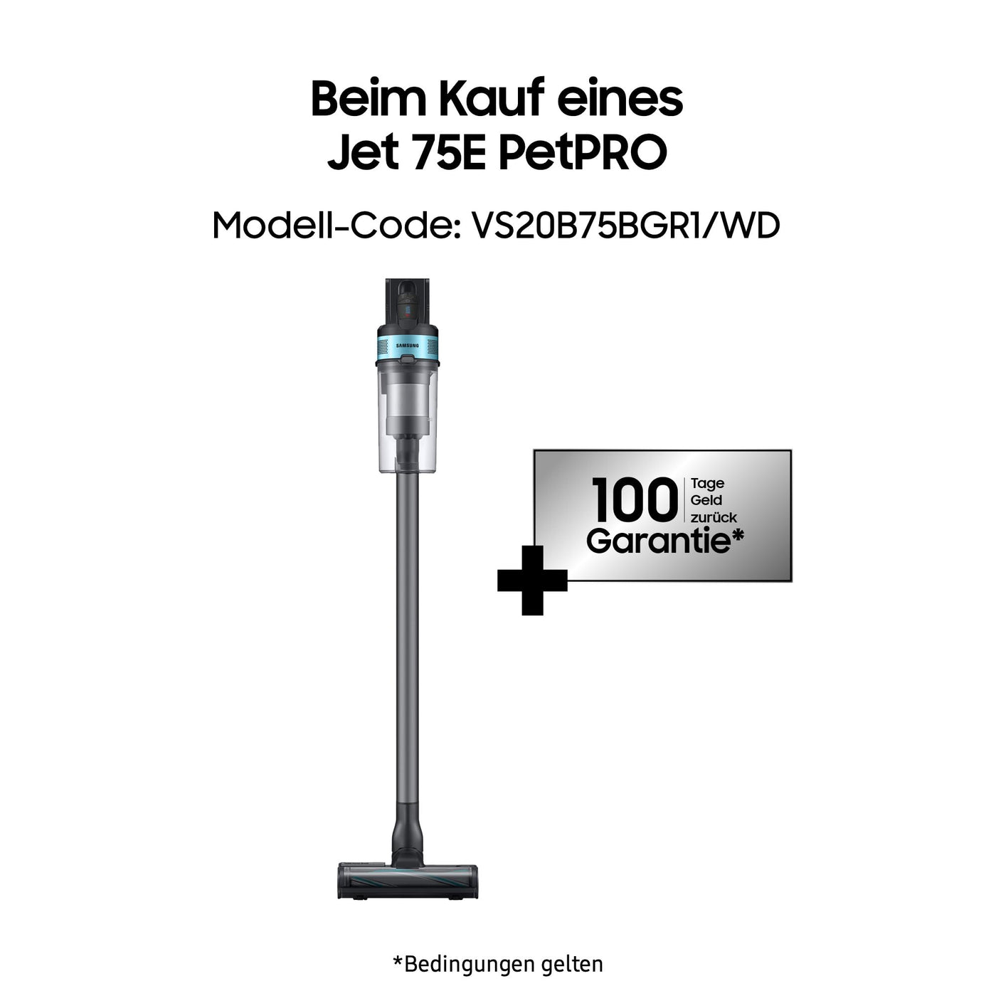 Samsung Jet 75E PetPRO Akku-Staubsauger, 200 W, Inkl. Tierhaarbürste Pet Tool und weiterem Zubehör, Mint, VS20B75BGR1/WD