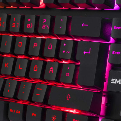 EMPIRE GAMING - PC Tastatur - K300 QWERTZ– 105 halbmechanische Tasten, Davon 19 Anti-Ghosting-Tasten, 12 Multimedia-Shortcuts, LED-RGB-Rückbeleuchtung