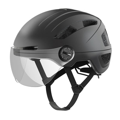 Fahrradhelm Herren, Damen Helm mit Magnetischem Visier Abnehmbarer Sonnenschutzkappe und Größenversteller, Schwarz Helm für E-Bike, Mountainbike & Citybike (M-Schutzbrille)