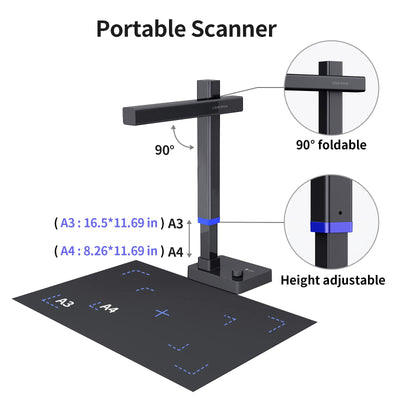 CZUR Shine Ultra Pro | Tragbarer Dokumentenscanner 24 MP Dokumentenkamera A3 Buchscanner OCR Scanner Visualizer mit Fülllicht für Home-Office Online-Lehre Windows & macOS Verfügbar