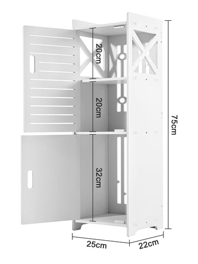 Youyijia Wasserdicht Badschrank Schmal Bodenstehend Badezimmerschrank Badezimmermöbel Geeignet Für Badezimmer Schlafzimmer Küche Wohnzimmer 75 x 25 x 22 cm