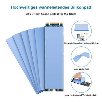 ADWITS 9er Pack Sortierte Dicke 0,5 1,0 1,5 mm Wärmeleitende Silikonpads mit 6,0 W/mk Wärmeleitfähigkeit, Soft Safe Einfach anzuwenden für SSD-CPU-GPU-LED-IC-Chipsatzkühlung -Blau