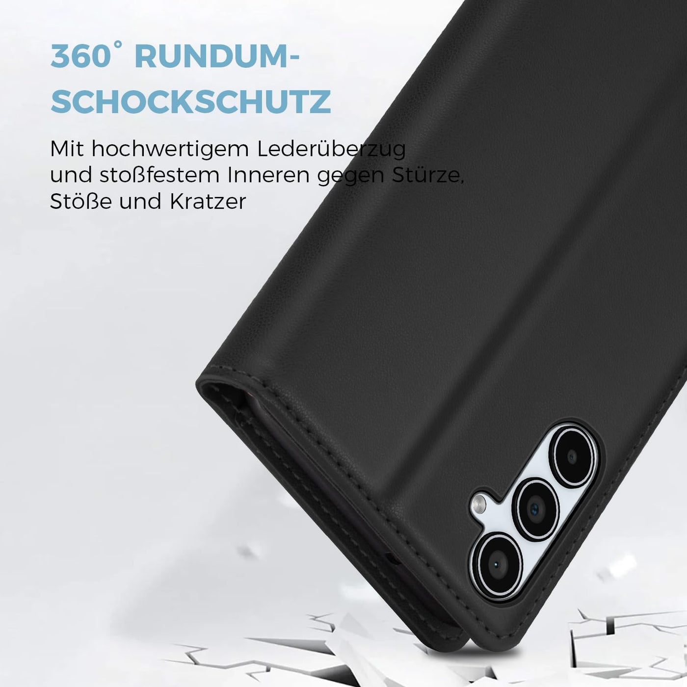 Handyhülle für Samsung Galaxy A35 5g Hülle, Premium Lederhülle Schutzhülle Tasche für Samsung A35 Hülle Wallet Kartenfach Standfunktion Klappbar Flip Case für Galaxy A35 5g Hülle, Schwarz