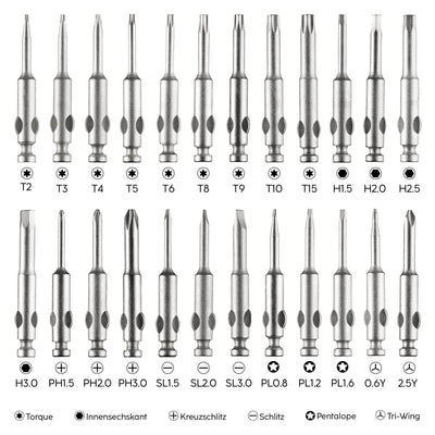 Hama Feinmechaniker Schraubendreher Mini (u.a. Kreuzschlitz, Schlitz, Torx Reparatur-Set magnetisch für Brille, Uhr, Laptop, Tablet, Handy, Kamera, Modellbau) Screwdriver, Werkzeugset 25-teilig