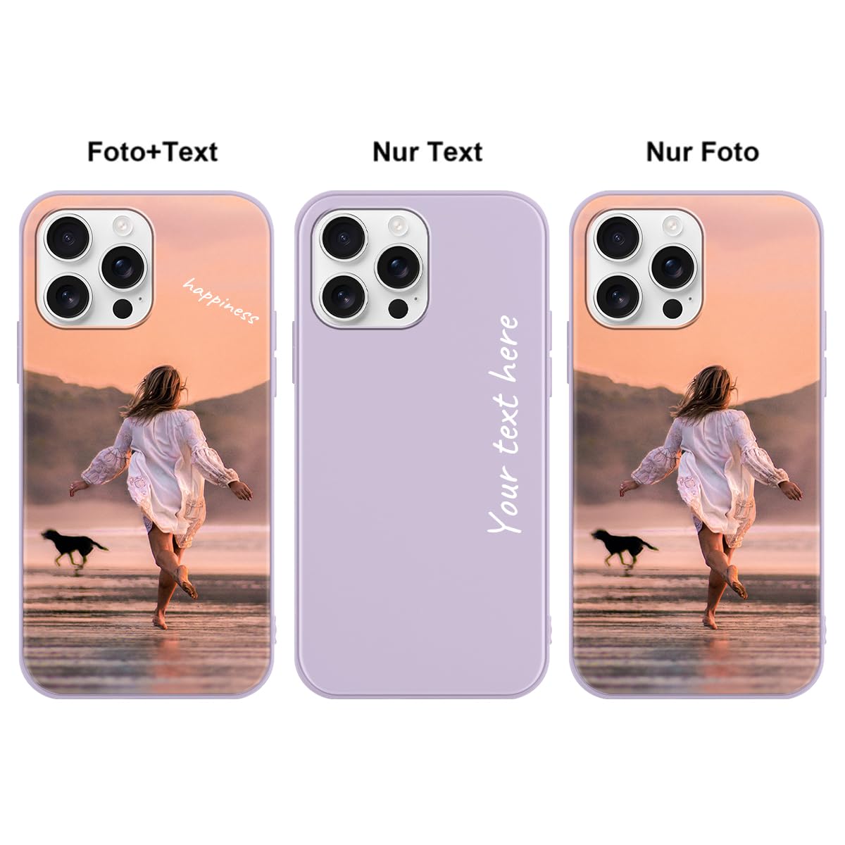 Yoedge Handykette Personalisierte Handyhülle für iPhone 16 Pro Max Violett Hülle mit Band Kordel 6,9", Selbst Gestalten/personalisiert mit Foto Bild Text Individuelle Schutzhülle für iPhone 16 Pro Max