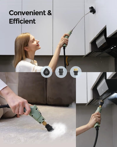2500W Dampfreiniger Handgerät, Hochtemperatur-Druck Dampfreinigungsmaschine,Steam Cleaner for Home, Handdampfreiniger mit Bürstenköpfen, Tragbarer Dampfreiniger für Küchenmöbel Badezimmer Auto (grün)