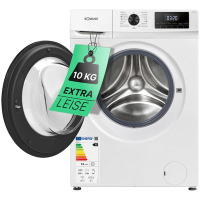 Bomann® Waschmaschine 10kg | max. 1400 U/min | 10 Jahre Motor-Garantie | effizienter, leiser & langlebiger Invertermotor | 15 Programme | Endzeitvorwahl | LED-Display | Washing Machine WA 7110