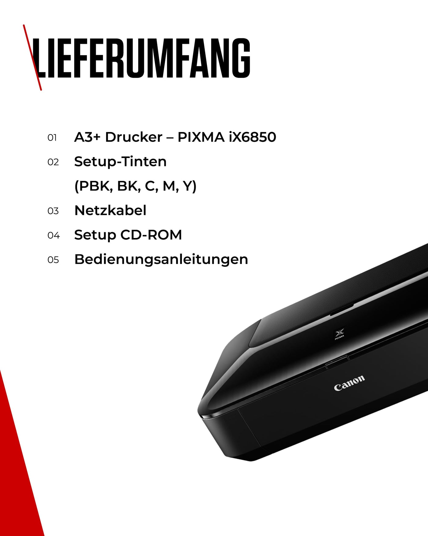 Canon PIXMA iX6850 Drucker Farbtintenstrahl Multifunktionsgerät DIN A3+ (Bürodrucker, Fotodruck, Textdruck, 9.600 x 2.400 DPI, WiFi, WLAN, USB, 5 Separate Tinten, Direktdruck, Print App) schwarz