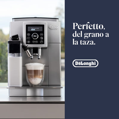 De'Longhi ECAM 23.460.SB Kaffeevollautomat (15 bar Druck, Automatik-Cappuccino-System, abnehmbarer Wassertank 1,8 l, LCD-Panel, automatische Reinigung) silber/schwarz