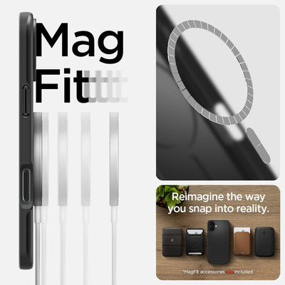 Spigen Thin Fit MagFit Hülle für iPhone 16, Kompatibel mit MagSafe Zubehör -Schwarz