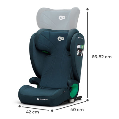 Kinderkraft JUNIOR FIX2 I-SIZE Kindersitz 15-36kg, Kinderautositz mit Isofix, Gruppe 2/3, 100-150 cm, Einstellbare Rückenlehne und Kopfstütze, spezielle Sicherheitssysteme, Leicht zu tragen, Blau