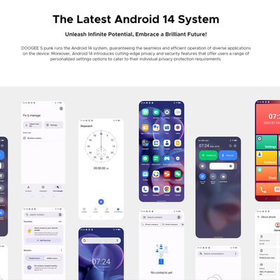 DOOGEE S Punk Smartphone ohne Vertrag (2024), 10800mAh Akku / 33W Simlockfreie Handys, 16GB + 256GB, Robustes 4G, 50MP Kamera + 16MP Outdoor Handy, Android 14 6.58 Zoll, NFC Schwarz