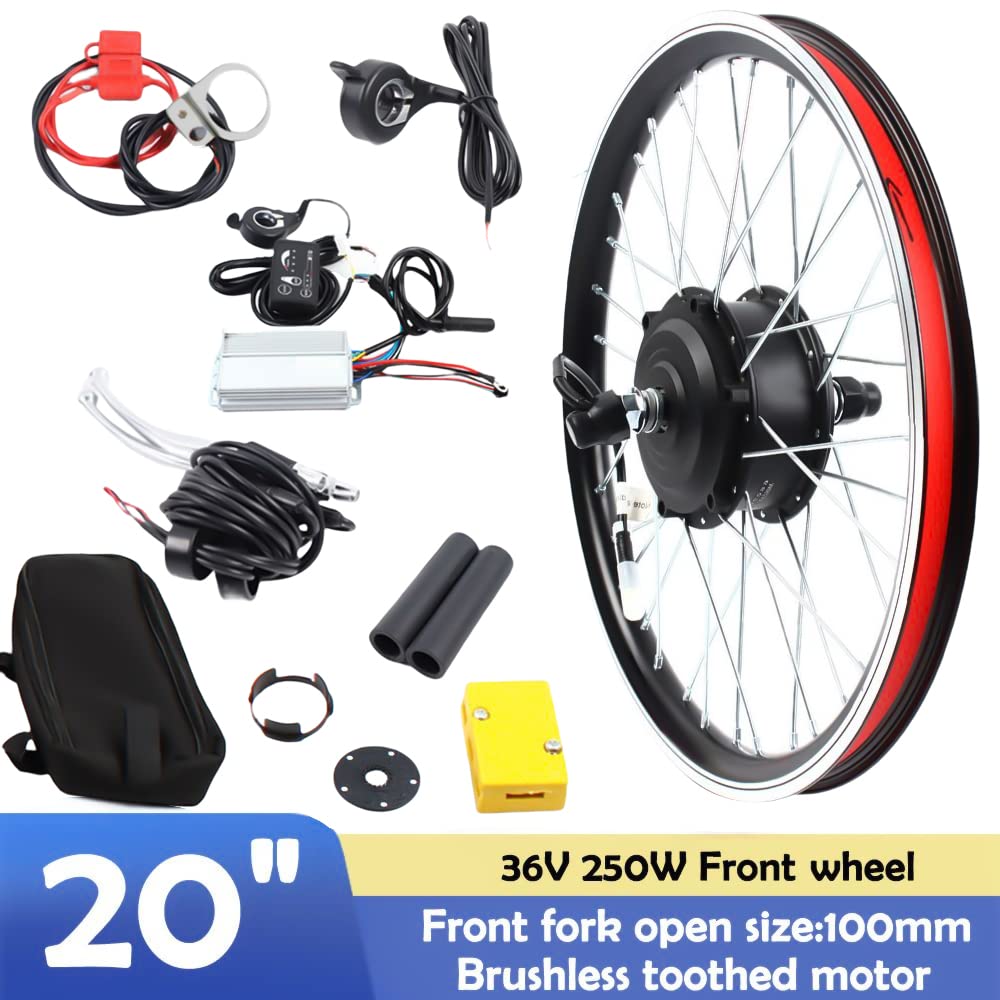 20" Zoll Ebike Umbausatz mit LCD Display, 250W 36V Frontmotor Fahrrad E-Bike Hub Umbausatz, Ebike Kit , E-Bike Vorderrad Umbausatz Kit Elektrofahrrad Umbausatz Höchstgeschwindigkeit bis zu 30km/h.