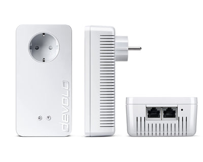 devolo 9383 WLAN Powerline Adapter, dLAN 1200+ WiFi ac Erweiterungsadapter -bis zu 1.200 Mbit/s, Mesh WLAN, WLAN Steckdose, 2x Gigabit LAN Anschluss, weiß