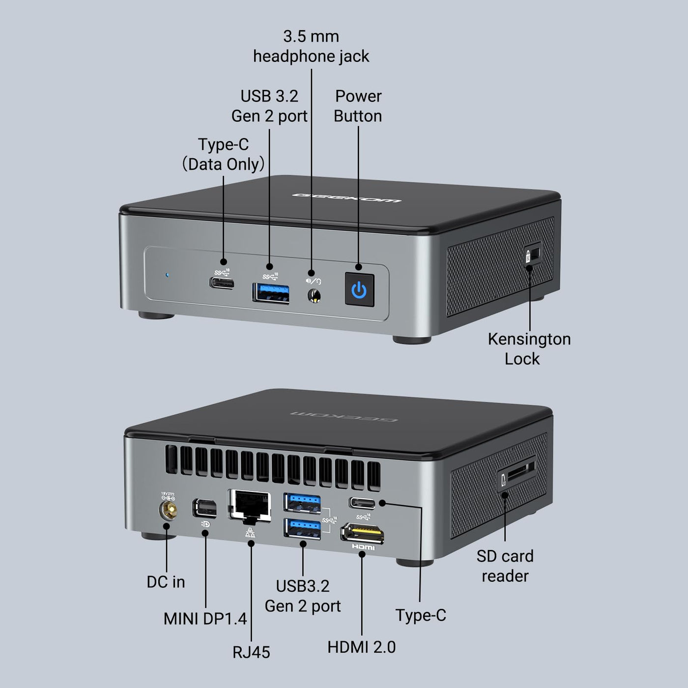 GEEKOM Mini PC, Mini Air12 Mini Desktop PC mit Intel Alder Lake N100(bis zu 3,4GHz), 16GB DDR5 NUC PC 512G SSD Windows 11 Pro Computer, Unterstützung 4K UHD, VESA，WiFi 6, BT 5.2, HDMI