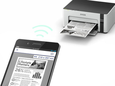 Epson EcoTank ET-M1120 nachfüllbarer Schwarzweißdrucker (Singlefunction, DIN A4, Wi-Fi, USB 2.0) großer Tintenbehälter, hohe Reichweite, niedrige Seitenkosten