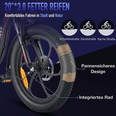 Fafrees E Bike Klapprad, 20 Zoll Electric Fahrrad für Herren/Damen Bis 25 km/h mit 36V 16AH abnehmbarem Akku 250W Motorund, Mountainbike mit 7S Gängen, F20 Rot