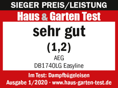 AEG DB 1740LG Bügeleisen / 2400 W / 110g Dampfstoß / 0-30g Dampf/Min. / Restwärmeanzeige / Keramik Bügelsohle / Gleitfähigkeit / 250 ml Wassertank / 2 m Kabel / Anti-Kalk System / hellgrün, weiß