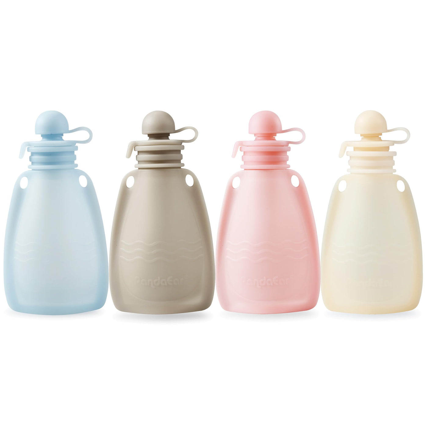 PandaEar Wiederverwendbare Silikon Babybrei Beutel, 4 Stück Quetschbeutel für Kleinkinder, BPA-freie Nachfüllbare Babybrei Aufbewahrung, 5,5 oz/156 ml Babynahrungsbeutel