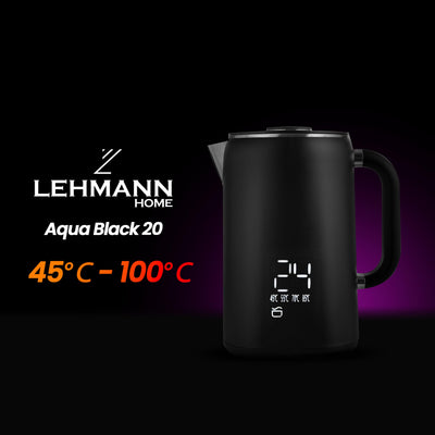 Lehmann Edelstahl Wasserkocher mit Temperaturhaltung, 1,7 Liter, Temperaturkontrolle 45-100℃, Edelstahl Teekocher mit Thermostat und Touch-Display, Anti-Fingerprint, BPA frei, schwarz