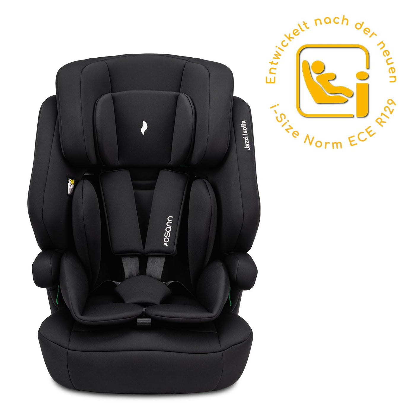 Osann Jazzi Isofix, Kindersitz mit Isofix ab 1 Jahr, Autositz von 76 bis 150 cm, i-Size mitwachsend - Black