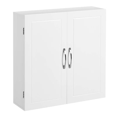 VASAGLE Badezimmerschrank, Badschrank, wandmontiert, 18 x 60 x 60 cm, Wandschrank mit verstellbaren Ablagen, wolkenweiß BBC320W01