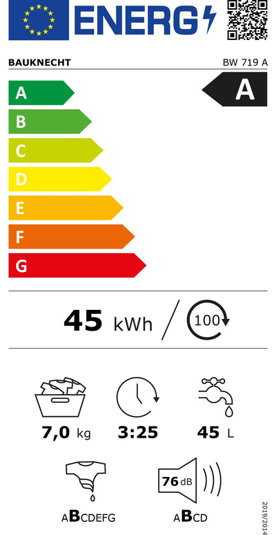 Bauknecht WM Elite 9AA Waschmaschine/ 9 kg/ 1400 U/min/Energieeffizienzklasse A/ActiveCareColor+/ A-20%/ SteamHygiene-Antivirus/SteamRefresh/Stop&Add-Nachlegefunktion/Volle Ladung 45Min.