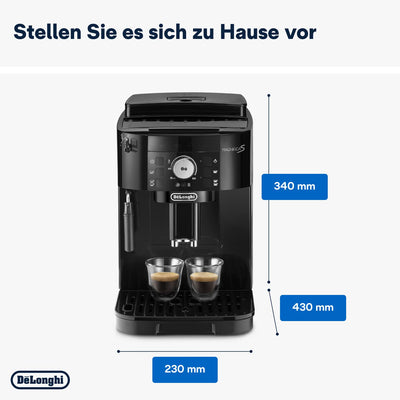 De'Longhi Magnifica S ECAM11.112.B, Kaffeevollautomat mit Milchaufschäumdüse für Cappuccino, mit Espresso Direktwahltasten und Drehregler, 2-Tassen-Funktion, Schwarz