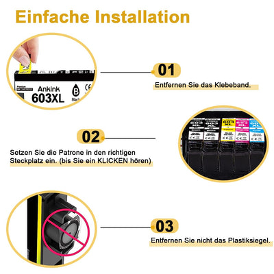 ANKINK Kompatibel Tintenpatrone Druckerpatronen als Ersatz für Epson 603XL für Patrone 603 XL für WF-2820DWF WF-2830DWF WF-2840DWF XP-2100 XP-2150 XP-3100 XP-3150 XP-4100 XP-4150 Schwarz Farbe 10 Pack