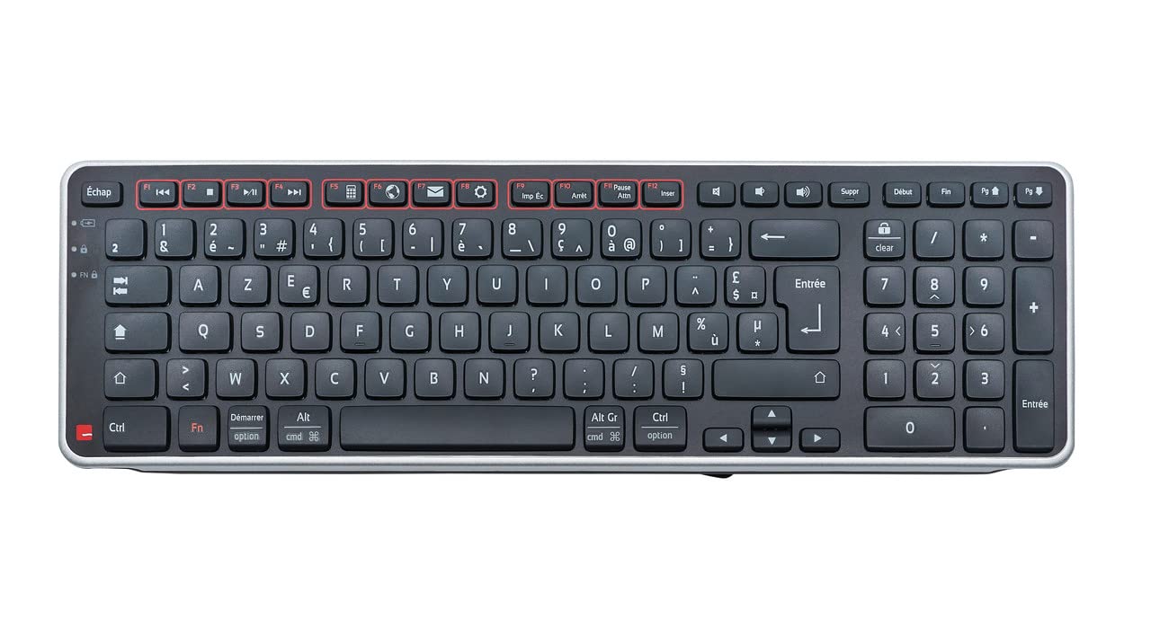 Contour Balance Keyboard Wireless | Kabellose Tastatur mit Bluetooth-Empfänger | Französisches Layout | Super Slim | Ziffernblock + Multimedia-Tasten | Haus und Büro | für Windows und Mac