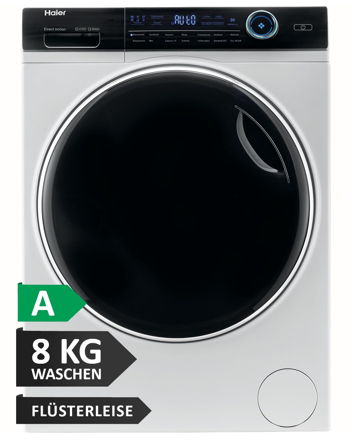 Haier I-PRO SERIE 7 HW80-B14979 I Frontlader Waschmaschine 8kg I Washing Machine mit A-Effizienz, 1.400 U/Min. & leisem Direktantrieb I Inkl. Dampffunktion, Selbstreinigungssystem & Refresh-Programm